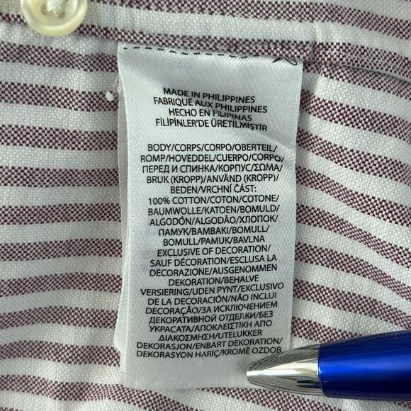 Ralph Lauren Oxford Button Up Shirt Mens Sz XLT Purple White Stripe Flesh Pony - Picture 11 of 12